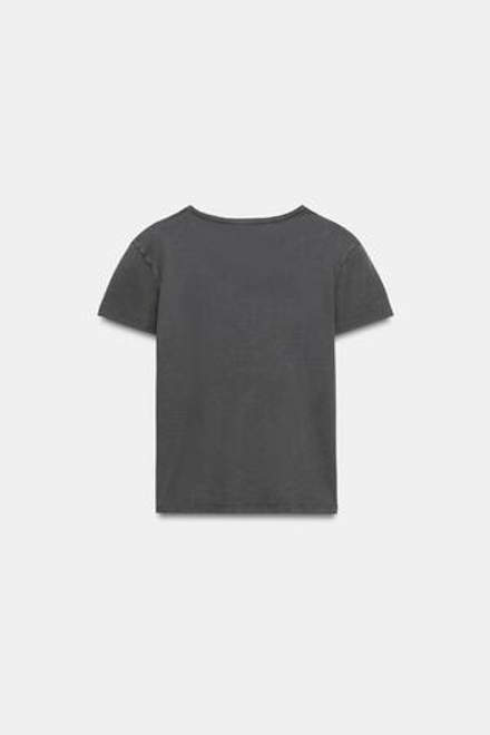 ZARA ФУТБОЛКА С КОРОТКИМИ РУКАВАМИ, СЕРО-СИНИЙ