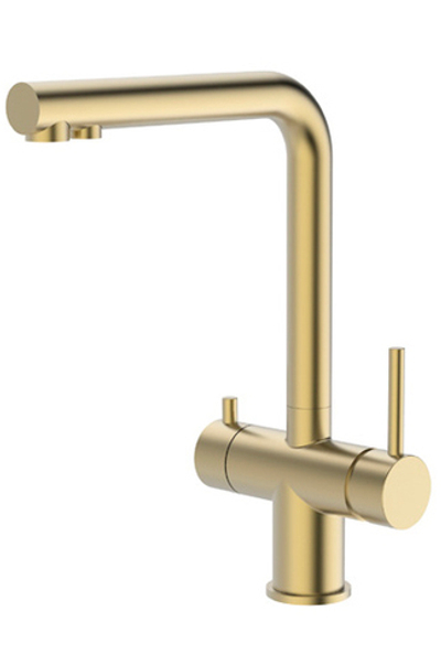 15036-S Смес. для кухни под фильт. выс. Г-обр. (НЕРЖ,МАТ. ЗОЛОТО) ViEiR (10/1шт)