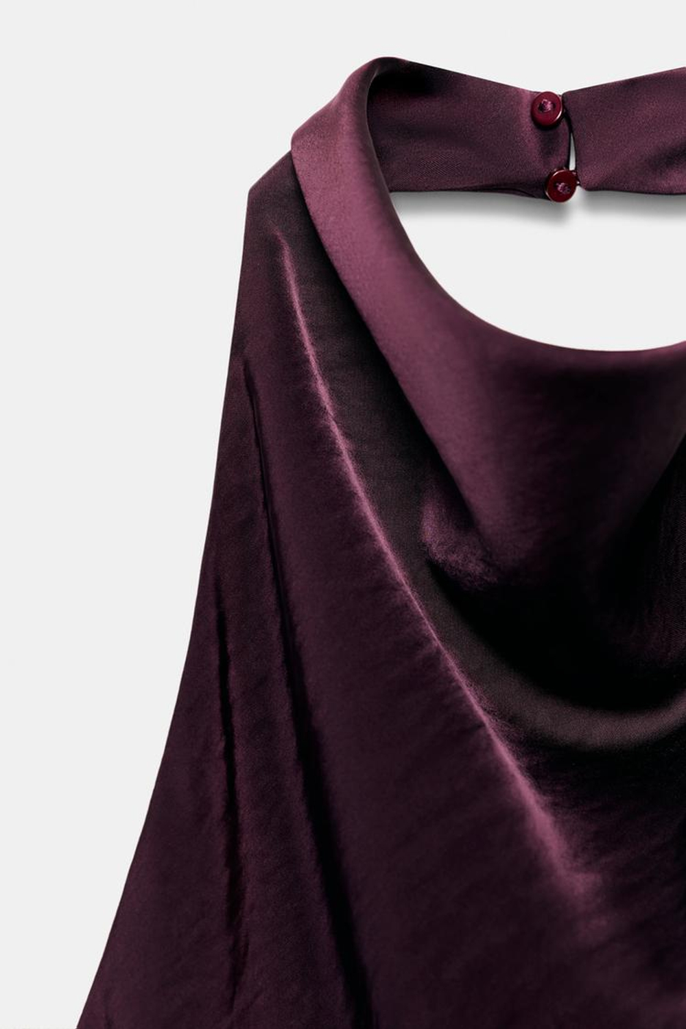 ZARA АТЛАСНЫЙ ТОП С ГОРЛОВИНОЙ ХАЛТЕР, БУРГУНДИ