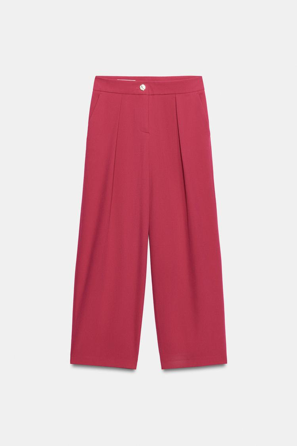 ZARA БРЮКИ CARROT FIT СО СКЛАДКАМИ, ЦВЕТ ФУКСИИ