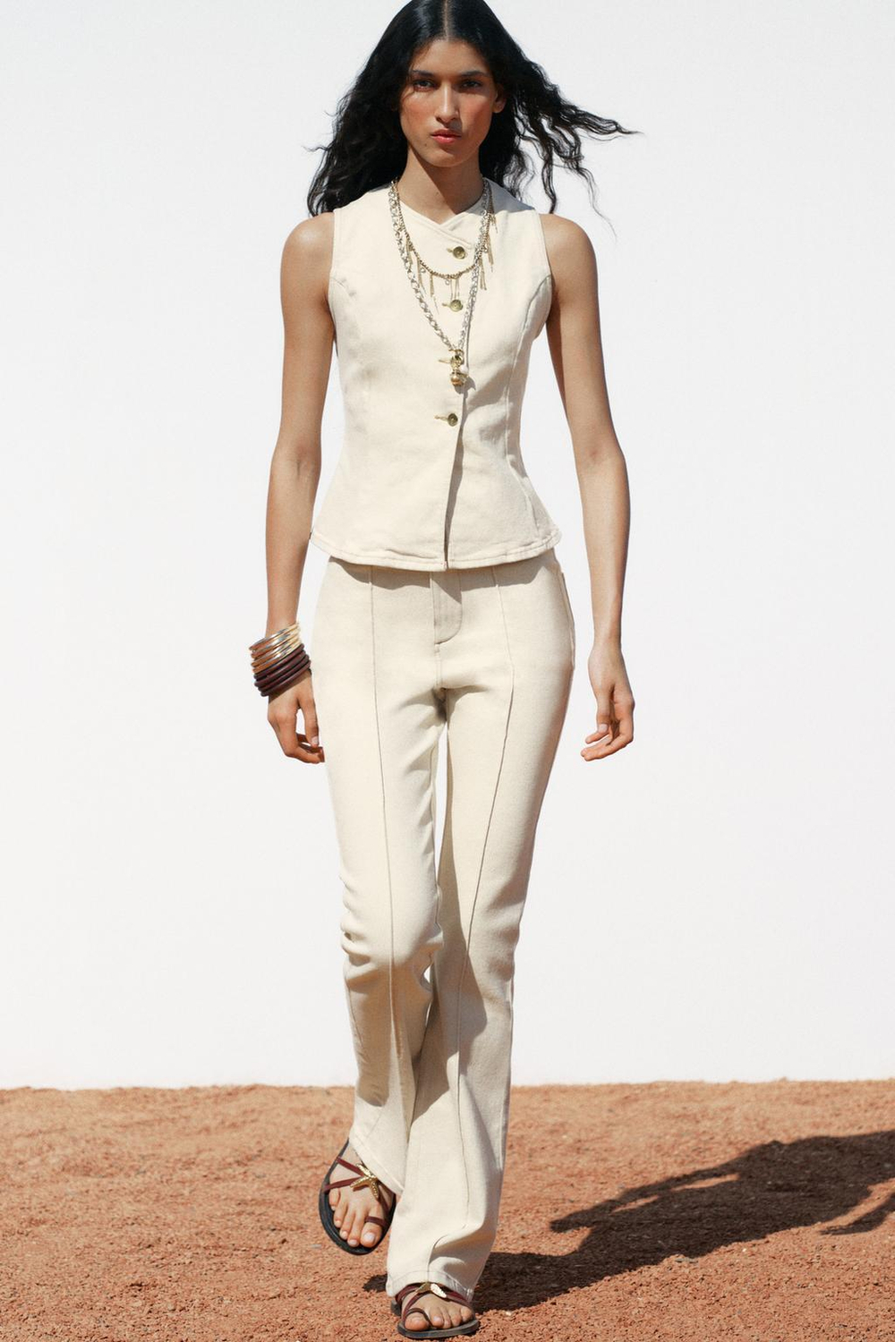 ZARA ДЖИНСЫ Z1975 FLARE С ВЫСОКОЙ ПОСАДКОЙ, ПЕСОЧНЫЙ