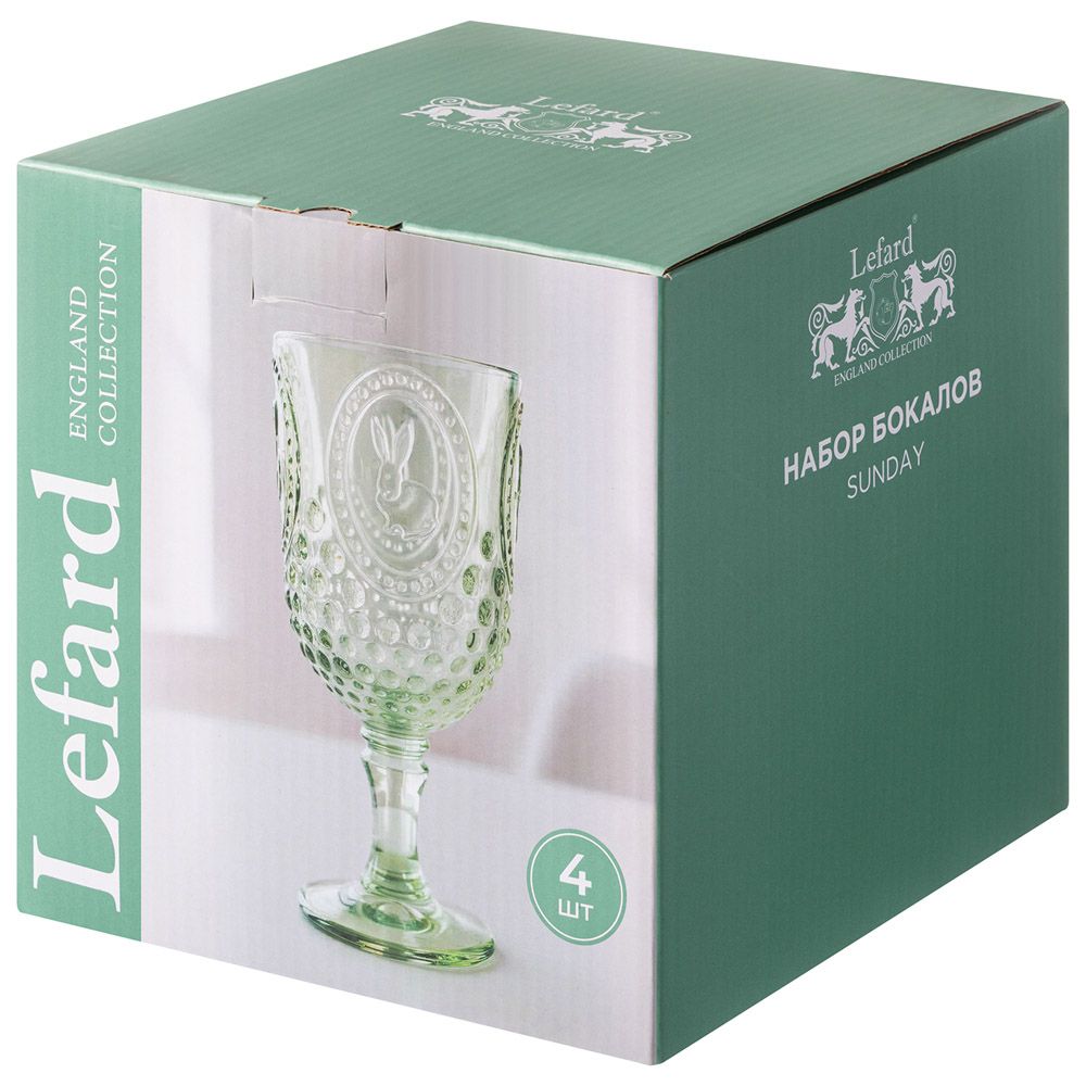 НАБОР БОКАЛОВ ДЛЯ ВИНА "SUNDAY" GREEN 4 ШТ/280 МЛ