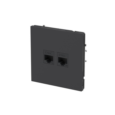 Компьютерная розетка RJ-45 без шторки, кат.5е двойная, KANT, черный уголь