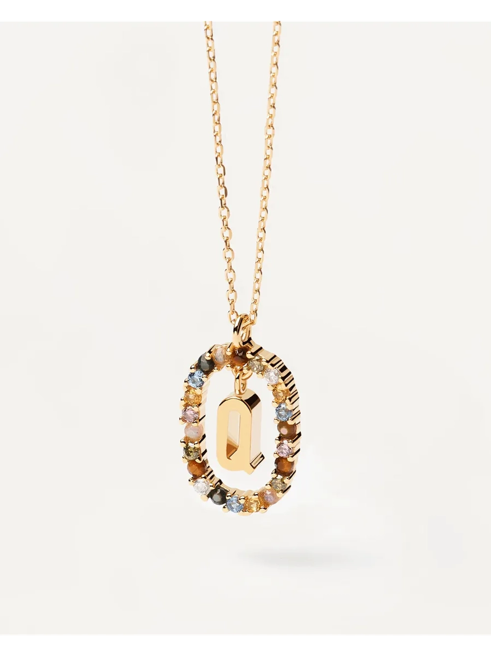 Колье Буква Q серебро 925 пробы покрытое золотом