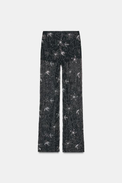 ZARA БРЮКИ С БУСИНАМИ И ПАЙЕТКАМИ, ЧЕРНЫЙ