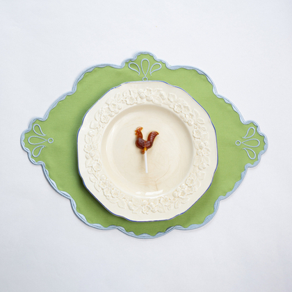 Плейсмат "Дача" салатовый с голубым краем