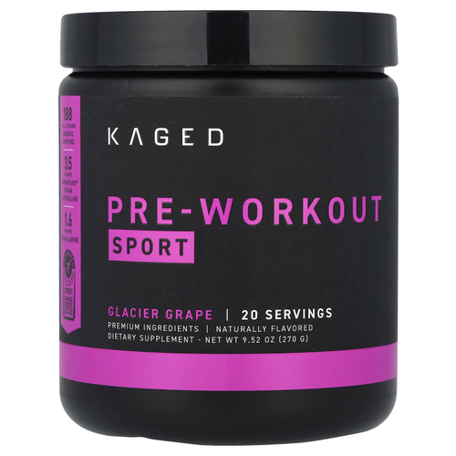 Kaged, Pre-Workout Sport, предтренировочный комплекс, виноград во льду, 270 г (9,52 унции)