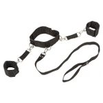 Ошейник с отстегивающимися поводком и фиксаторами для рук Collar and Wristbands (черный) (Цвет: черный)