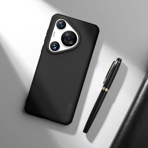 Усиленный противоударный чехол черного цвета от Nillkin для Huawei P70 Pro (Pura 70 Pro, Pura 70 Pro+), серия Super Frosted Shield Pro