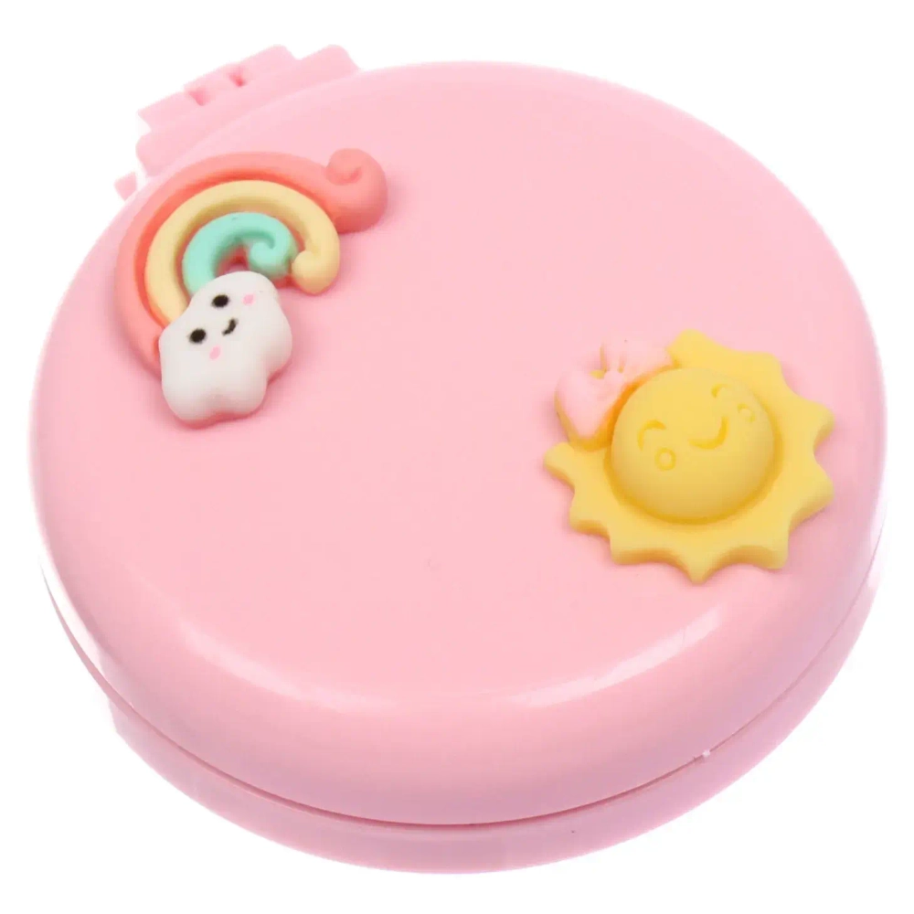 Расчёска массажная складная с зеркалом «БАМБИ БУМ», цвет розовый, d-6.5см (пакет с подвесом)