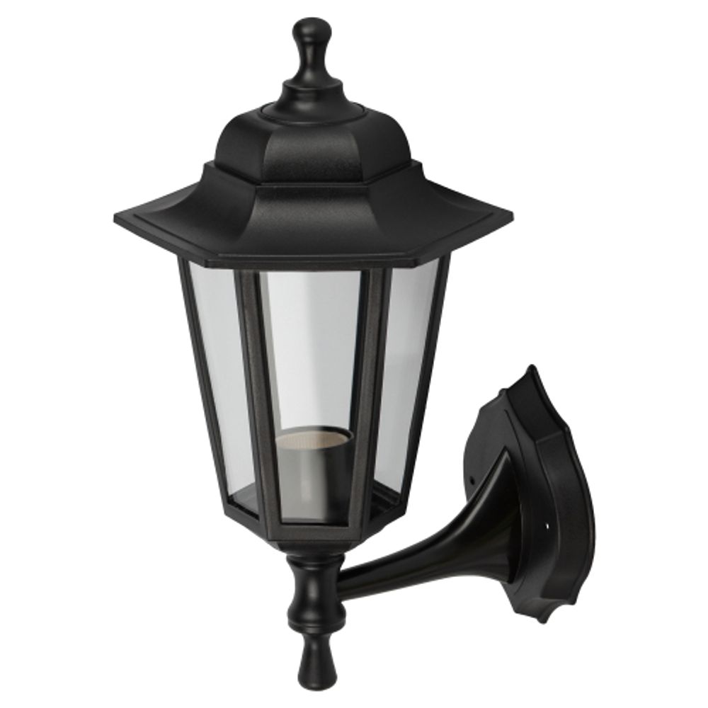 Садово-парковый светильник ЭРА НБУ 06-60-001 черный 6 гранный настенный IP44 Е27 max60Вт | Садово-парковые светильники