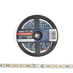 ULS-M25-5050-60LED-m-10mm-IP20-DC12V-14.4W-m-5M-6500K PROFI Гибкая светодиодная лента на самоклеящейся основе. Катушка 5м. в герметичной упаковке. Дневной свет 6500K. ТМ Uniel.