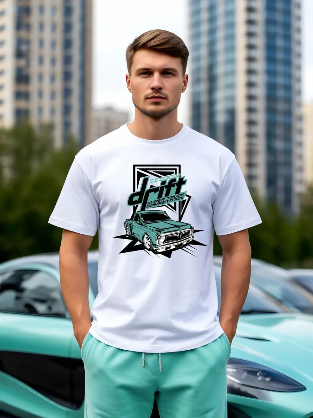 Футболка мужская y2k с принтом машиной