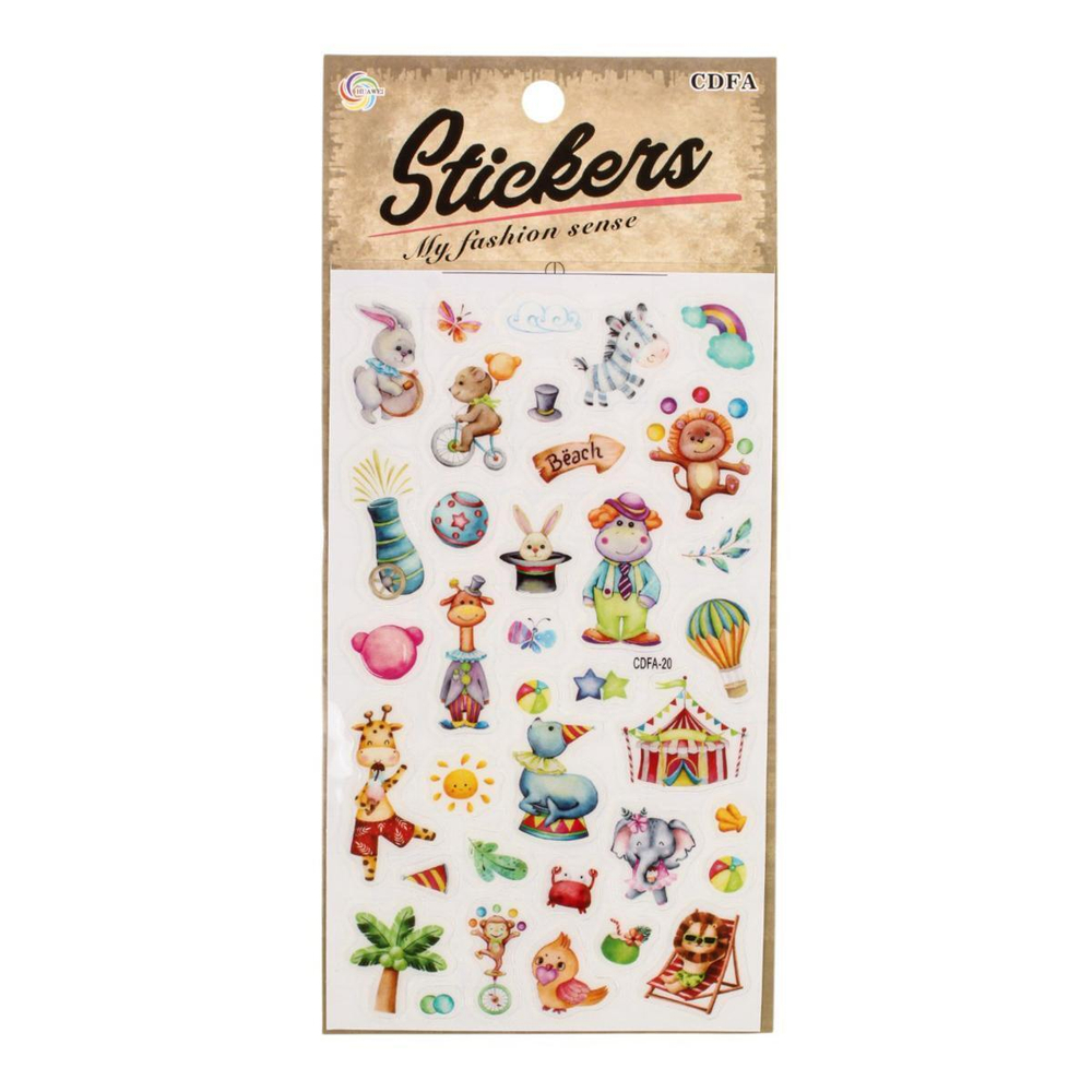 Наклейки "Цирковые животные" 21,5*11см. светятся в темноте