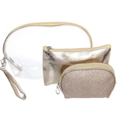 Косметички 3шт «ФРАТЕЛЛИ», цвет золото, 24*16*8см (лейбл Ultramarin)