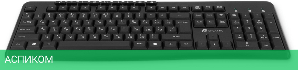Клавиатура Oklick K225W черный (1875232)