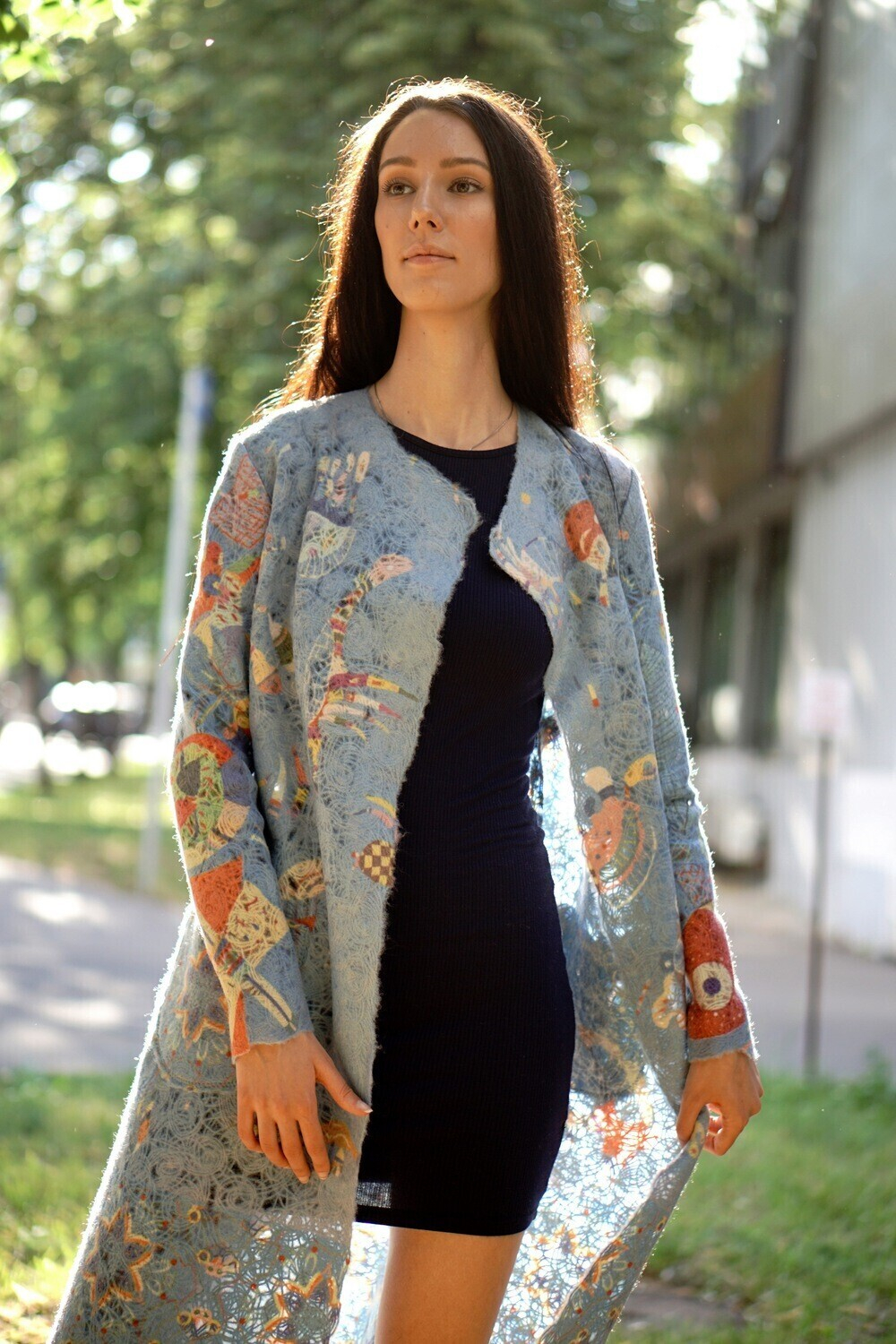 Кардиган "Кандинский", по мотивам картины Кандинского «Небесно-голубое»