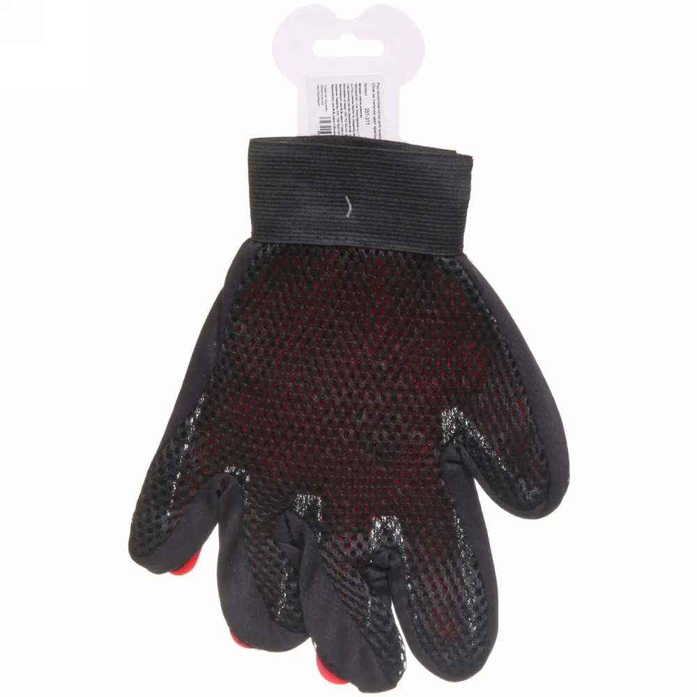 Расческа - перчатка для собак и кошек «ЛАПКИ и ЦАРАПКИ», на липучке, цвет красный, 23см (подвес)