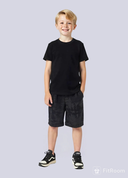 1036 Шорты детские с карманами футер 2-х нитка черный мрамор (64-122/128)