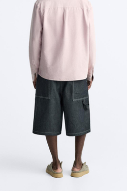 ZARA ШОРТЫ КАРГО С КАРМАНАМИ, СИНИЙ