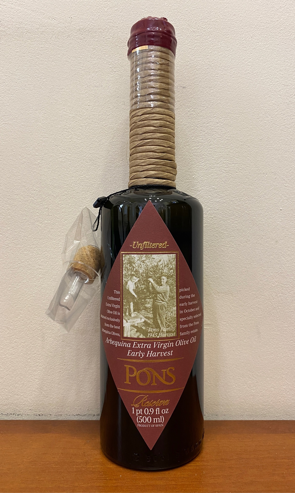 Оливковое Масло PONS Reserva Unfiltered Early Harvest (нефильтрованный резерв раннего урожая) Extra Virgin 500 мл Испания, КАТАЛОНИЯ
