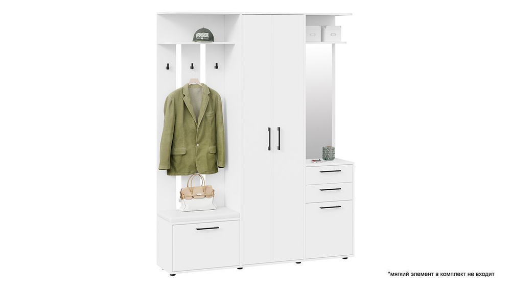 Прихожая с зеркалом комплект мебели Дуб Сонома/Белый Ясень 160х36х205 см