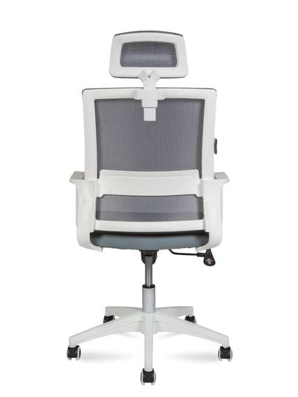 Кресло офисное Норден / Бит / белый пластик / серая сетка / темно серая ткань