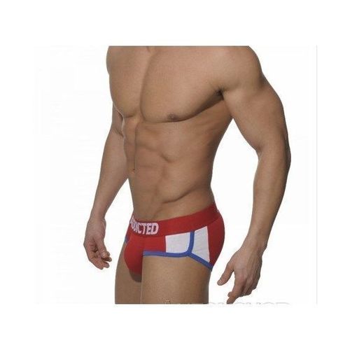 Мужские трусы брифы красные с белыми вставками по бокам Seobean Addicted
