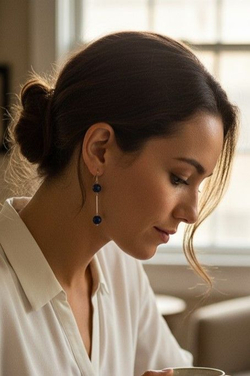 Серьги лазурит с палочкой в стиле минимализм