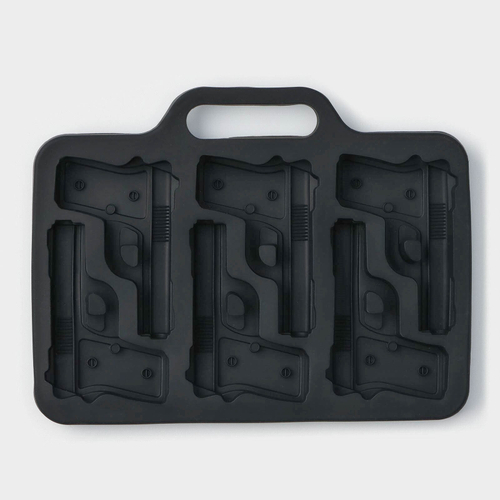 Форма для шоколада Доляна «Пистолет», силикон, 18.7×13.4 см, 6 ячеек (7.5×5.1 см), тёмно-серая