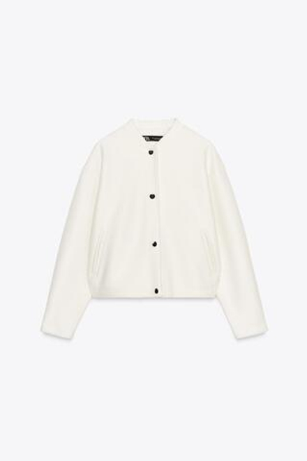 ZARA МЯГКИЙ БОМБЕР С ЗОЛОТЫМИ ПУГОВИЦАМИ, ЭКРЮ