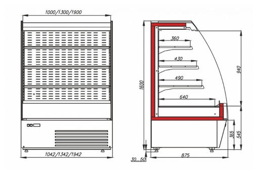 Холодильная горка Carboma 1600/875 ВХСп-1,9 TOKYO (F 16-08 VM 1,9-2)