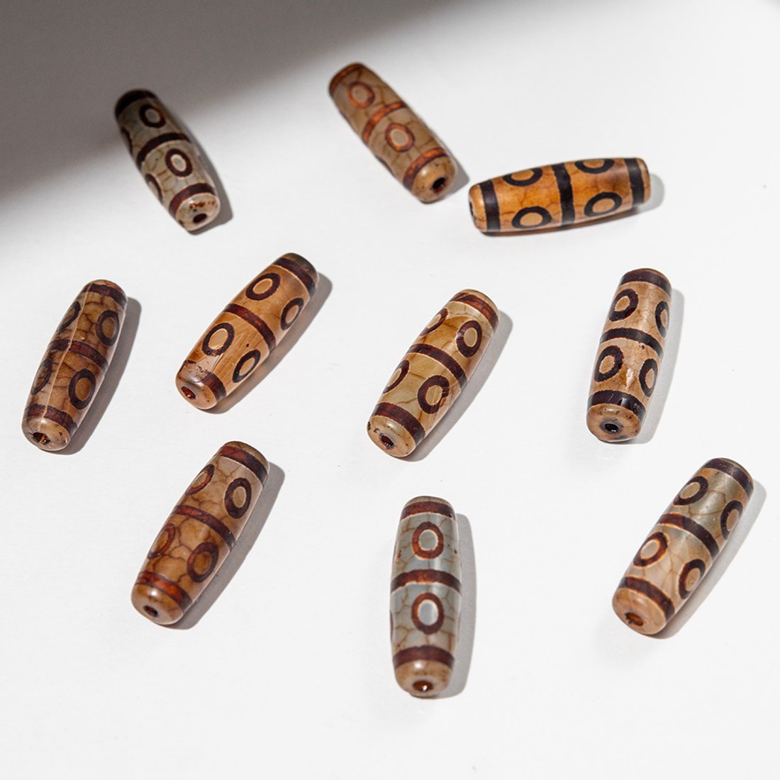 Бусина Дзи "Восемь глаз" из агата, 30*10мм, коричневый