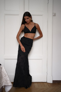 Топ бюстье из шелка черный