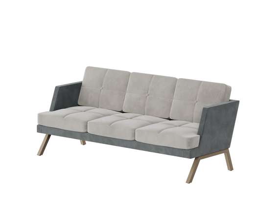 Алдо Диван трёхместный с декором из пуговиц ALDB-03L Storm 022/Storm 017/Металл Капучино 2010*875*89