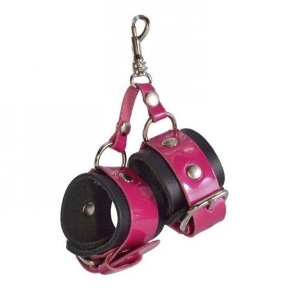 Брелок-сувенир "Наручники" в розовом цвете