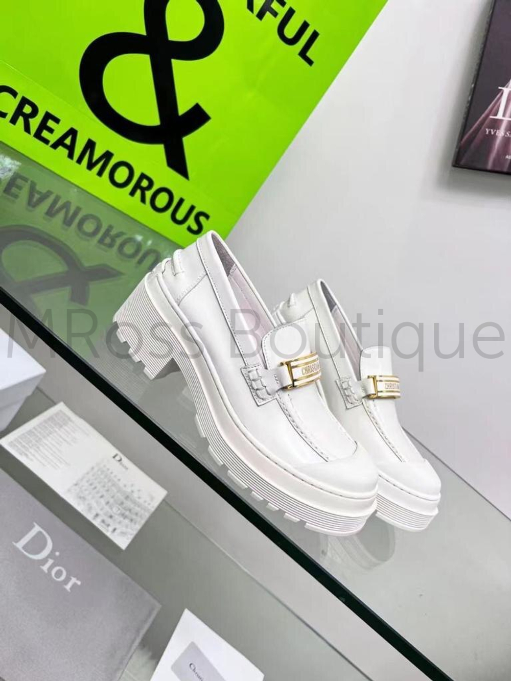 Белые лоферы Dior Code с резиновым мысом (Диор) люкс класса