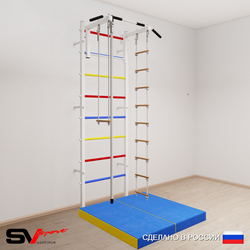 Шведская стенка Sv Sport усиленная 6164 (Турник стандарт/Канат/Лестница/Трапеция/Мат 1м)