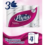 Полотенца бумажные бытовые, спайка 4 шт., 3-слойные (4х11,2 м), PAPIA, 23x13 см, белые, 5081506