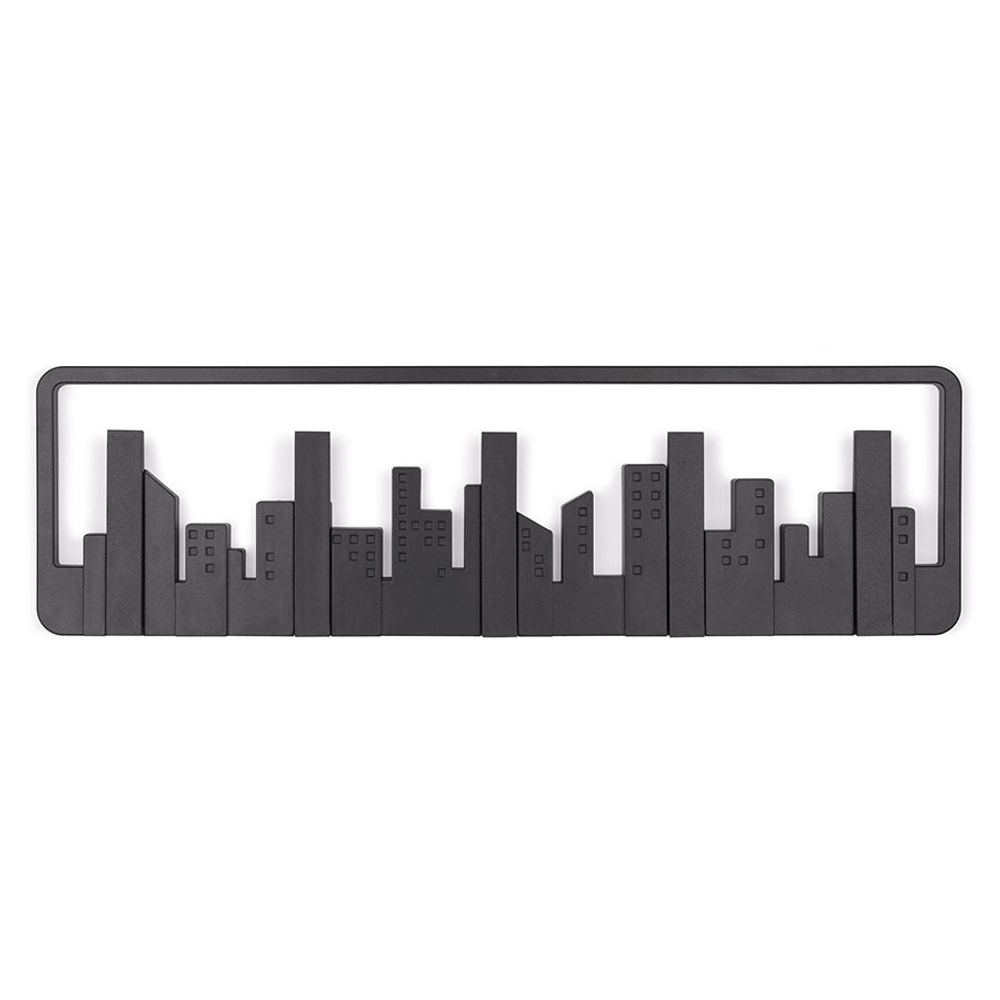 Вешалка настенная skyline, 50 см, черная, 5 крючков
