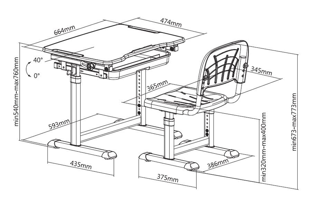 Комплект растущей детской мебели Cubby Sorpresa парта + стул + выдвижной ящик