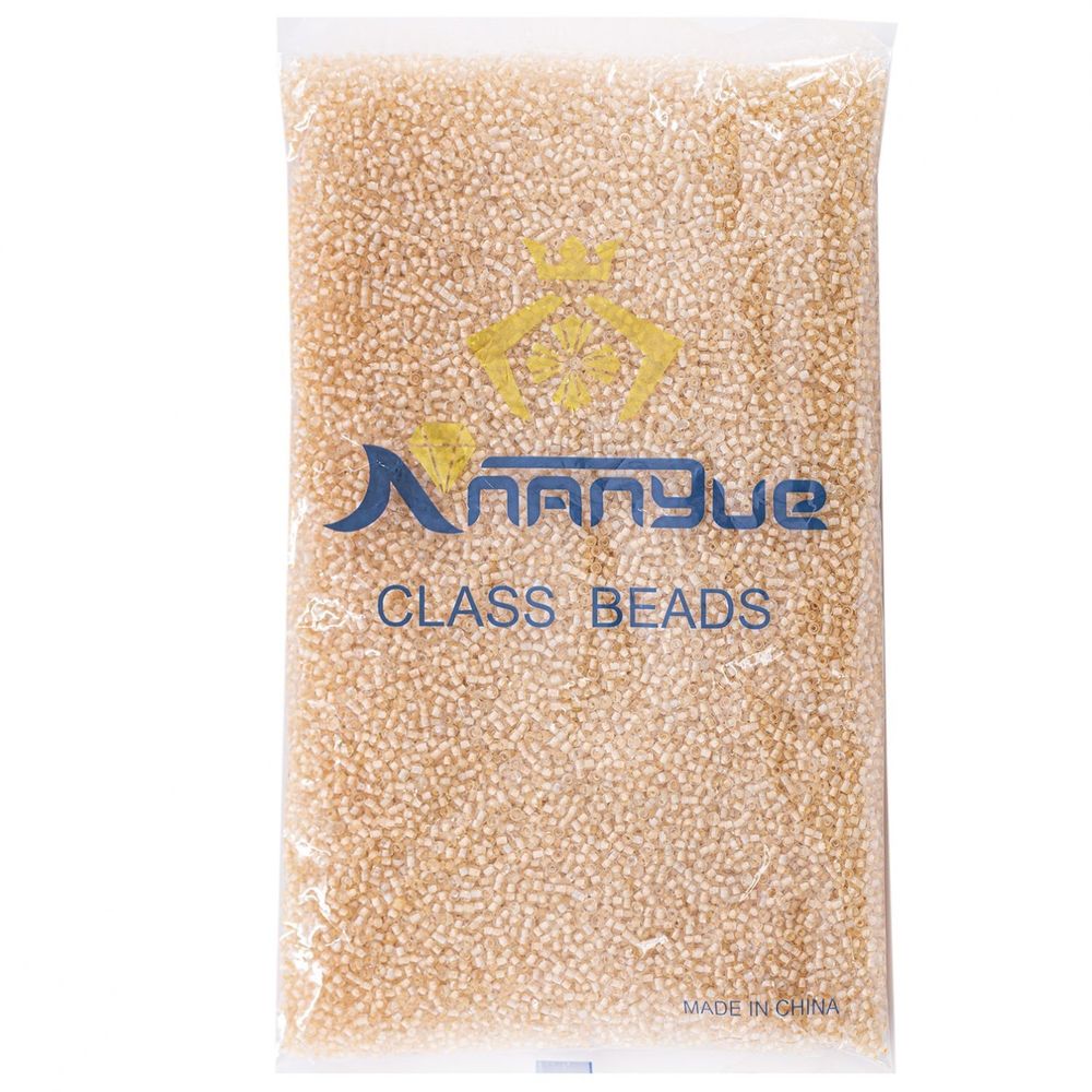 Бисер Alingar размер №12 вес 450 гр., прозрачный кристалл, внутри персиковый, пакет Бисер Alingar размер №12 вес 450 гр., прозрачный кристалл, внутри персиковый, пакет