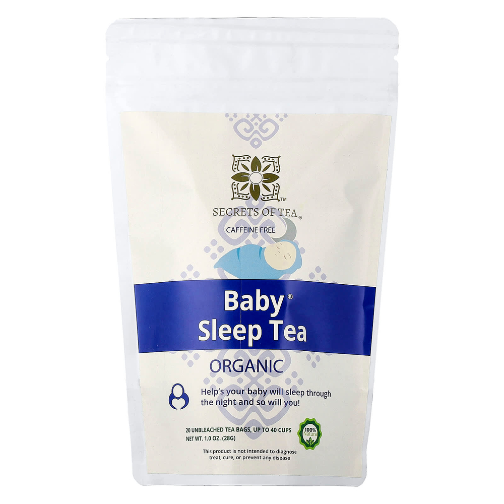 Secrets of Tea, Organic Baby® Sleep Tea, без кофеина, 20 неотбеленных чайных пакетиков, 28 г (1 унция)