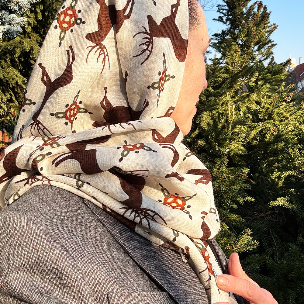 Шаль 120*120см, НОРДИК на белом