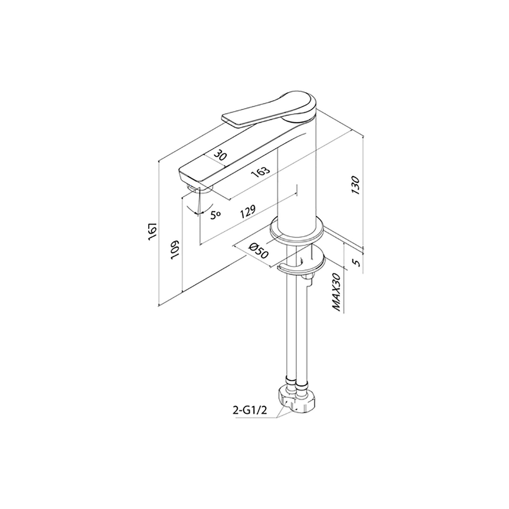 Смеситель для раковины 25к IDDIS PARGM00i01 "Parker" литой, п/шпильку, ГРАФИТ матовый