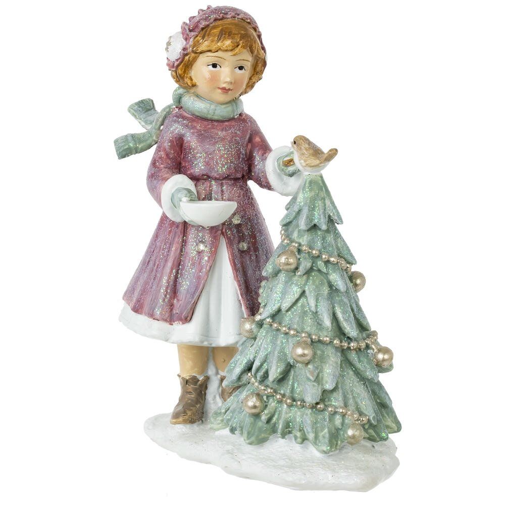 GAEM Фигурка декоративная "Девочка и елка", L10 W5 H12 см