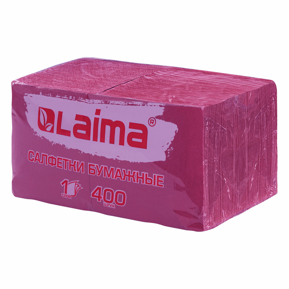 Салфетки бумажные 400 шт. 24х24 см "Big Pack" бордовые 100% целлюлоза LAIMA (4 штуки в упаковке)