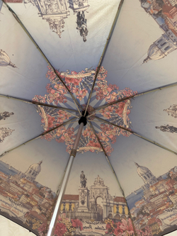 Зонт женский складной супер-автомат "ФОТОСАТИН", расцветка - города  ("Три слона" - арт. L3830)