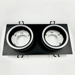 Светильник потолочный встраиваемый GX5.3 двойной, спот точечный черный светодиодный