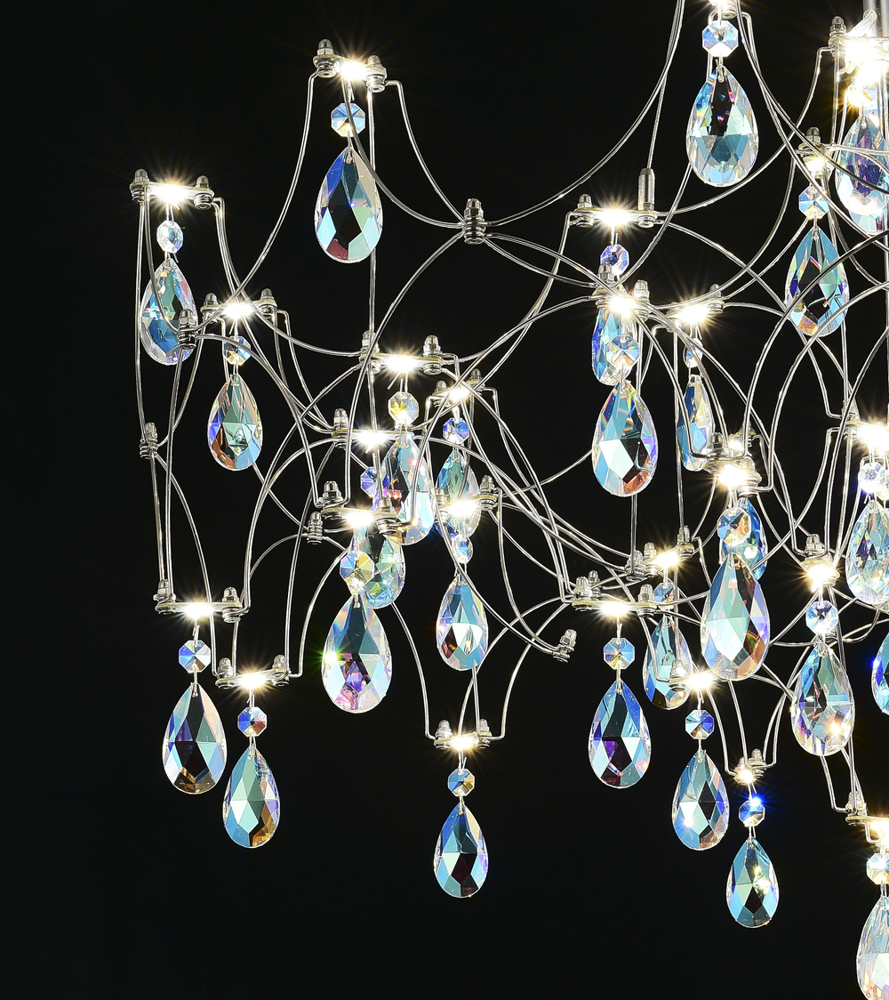 Подвесная люстра светодиодная с пультом и хрустальными подвесками K9 MyFar Ileria MR2650-57P-50СD